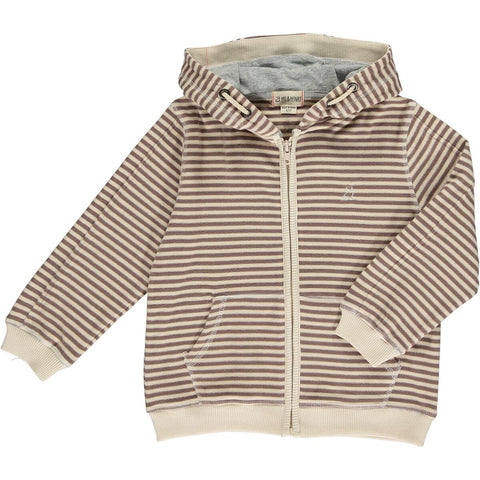 Me & Henry James Zip Up Hoodie - Tan / Beige Stripe
