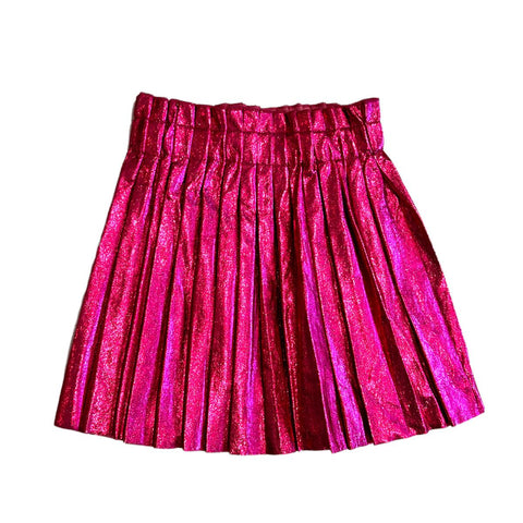 Lola and The Boys Foil Pleated Skirt - Hot Pink, Lola & the Boys, cf-size-10, cf-size-4, cf-size-8, cf-type-skirt, cf-vendor-lola-&-the-boys, Fall 2023, Foil Pleated Skirt, Hot Pink, Hot Pink