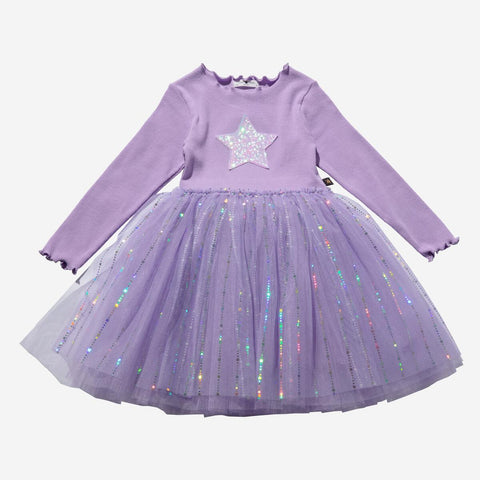 Petite Hailey Pastel Star Tutu L/S Dress - Purple, Petite Hailey, Birthday Girl, Birthday Girl Outfit, cf-size-10, cf-size-4, cf-size-5, cf-size-6, cf-size-8, cf-type-dresses, cf-vendor-petit