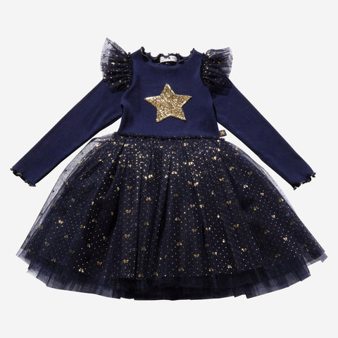 Petite Hailey Frill LS Tutu Dress - Navy, Petite Hailey, Birthday Girl, Birthday Girl Outfit, cf-size-10, cf-size-2, cf-size-5, cf-size-6, cf-size-8, cf-type-dresses, cf-vendor-petite-hailey,