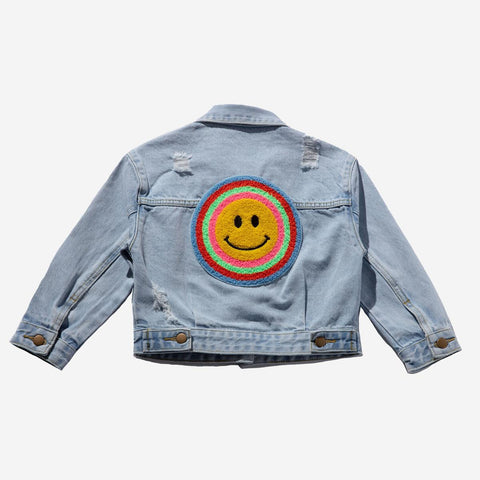 PH Play by Petite Hailey Patched Denim Jacket - Multi Smile, Petite Hailey, cf-size-2, cf-size-4, cf-size-5, cf-size-6, cf-type-coats-&-jackets, cf-vendor-petite-hailey, Denim Jacket, Multi S