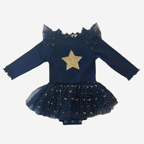 Petite Hailey Frill LS Baby Tutu - Navy, Petite Hailey, Baby Tutu, Birthday Girl, Birthday Girl Outfit, cf-size-12-months, cf-size-18-months, cf-type-dresses, cf-vendor-petite-hailey, Frill L