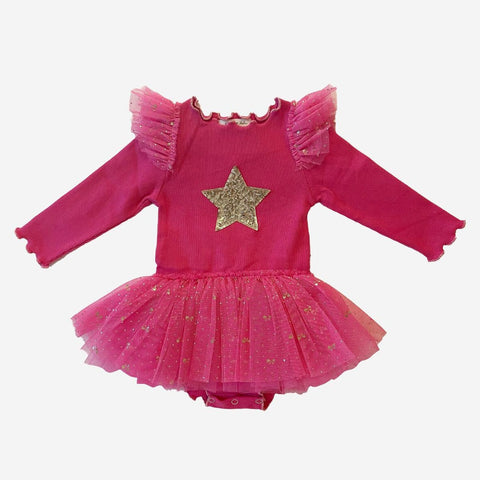 Petite Hailey Frill LS Baby Tutu - Magenta, Petite Hailey, Baby Tutu, Birthday Girl, Birthday Girl Outfit, cf-size-12-months, cf-size-18-months, cf-size-6-months, cf-type-dresses, cf-vendor-p