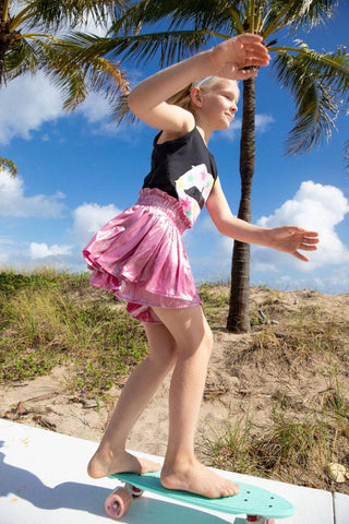 Lola and The Boys Metallic Skort - Pink