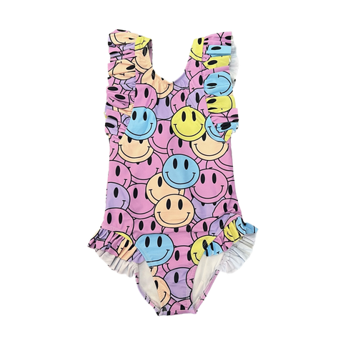Tweenstyle by Stoopher Smiles Print Ruffle Swimsuit