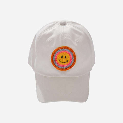 Petite Hailey Smile Patched Hat - White