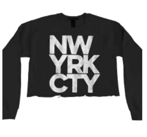 Prince Peter NYC Block Print Crop Sweatshirt - Black, Prince Peter Collection, cf-size-large-10, cf-size-medium-8, cf-type-sweatshirt, cf-vendor-prince-peter-collection, Crop Sweatshirt, New 