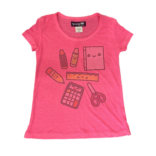 Sparkle by Stoopher Happy School Neon Pink S/S Tee, Sparkle by Stoopher, Back to School, Bling Tee, Bling Top, Girls Top, Girls Tops, Sparkle by Stoopher, Tops, Tshirt, Tween, Tween Girls Clo