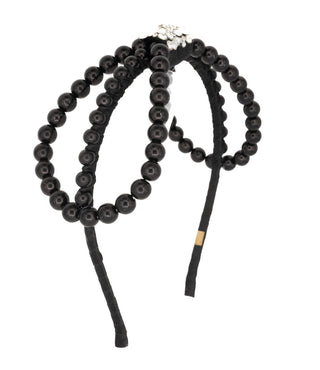 Bari Lynn Pearl Bow Thin Headband - Black, Bari Lynn, Bari Lynn, Bari Lynn Headband, Bari Lynn Headbands, Black, cf-type-headband, cf-vendor-bari-lynn, Headband, Pearl Bow Thin Headband, Skin