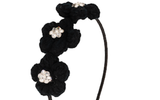 Bari Lynn Crystallized Crochet Triple Flower Headband - Black, Bari Lynn, Bari Lynn, Bari Lynn Headband, Bari Lynn Headbands, Black, cf-type-headband, cf-vendor-bari-lynn, Crochet Flower, Cry