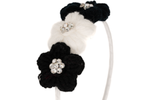 Bari Lynn Crystallized Crochet Triple Flower Headband - Black & White, Bari Lynn, Bari Lynn, Bari Lynn Headband, Bari Lynn Headbands, Black, Black & White, cf-type-headband, cf-vendor-bari-ly