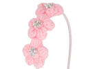 Bari Lynn Crystallized Crochet Triple Flower Headband - Pink, Bari Lynn, Bari Lynn, Bari Lynn Headband, Bari Lynn Headbands, Black, cf-type-headband, cf-vendor-bari-lynn, Crochet Flower, Crys