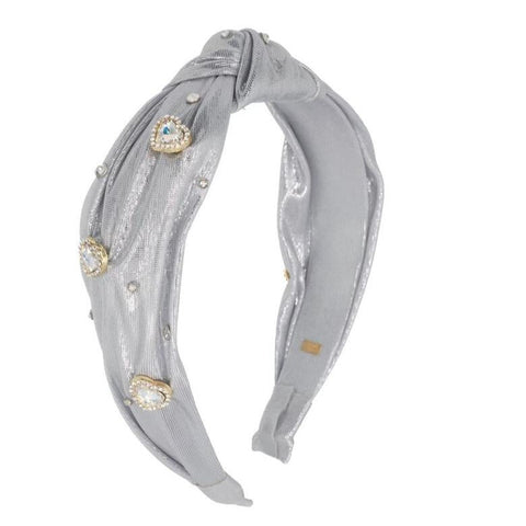 Bari Lynn Shimmer 3D Heart Headband - Silver