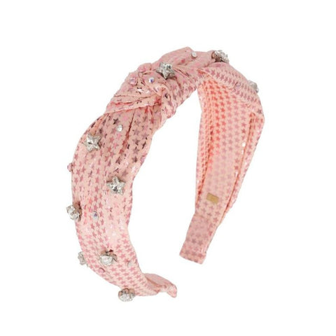 Bari Lynn Shimmer Star Jewel Knot Headband - Pink