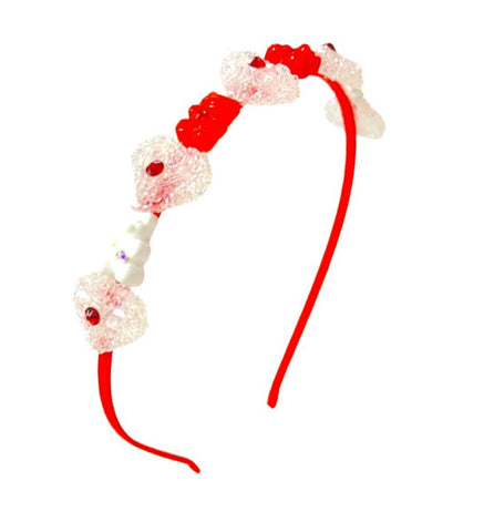 Bari Lynn Hearts & Gummy Bear Headband - Red & White