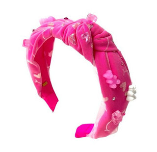 Bari Lynn Gummy Bear Shimmer Smile Knot Headband with Crystals - Hot Pink