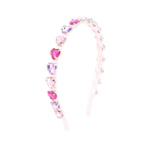 Bari Lynn Heart Jewel Thin Headband - Pink
