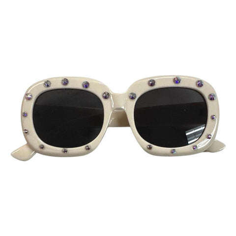 Bari Lynn Crystalized Bubble Shape Sunglasses - Ivory / Clear