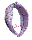 Bari Lynn Tulle Jeweled Knot Headband - Pastel Lavender