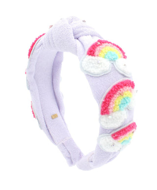 Bari Lynn Patch Rainbow Terry Knot Headband - Lavender