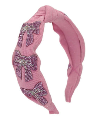 Bari Lynn Crystallized Bow Tail Knot Headband - Pink