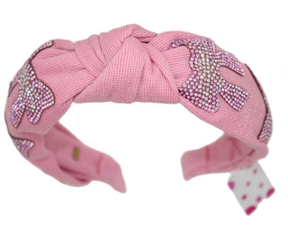 Bari Lynn Crystallized Bow Tail Knot Headband - Pink