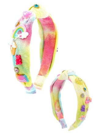 Bari Lynn Jewels & Charms Tie Dye Terry Knot Headband