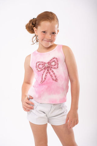 Tweenstyle, Tweenstyle by Stoopher Embellished Bow Tie Dye Ribbed Tank - Basically Bows & Bowties