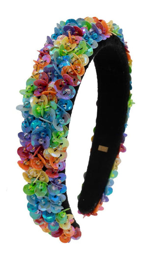 Bari Lynn Full 3D Sequin Headband - Rainbow