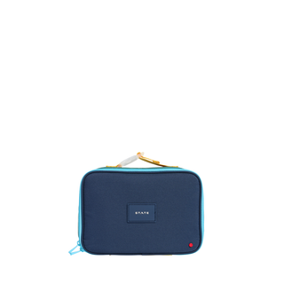 State Bags Rodgers Lunch Box -  Green / Navy Blue pouch with a visible brand logo on a white background