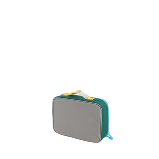 State Bags Rodgers Lunch Box -  Green / Navy Small rectangular pouch with teal top and gray bottom on a white background