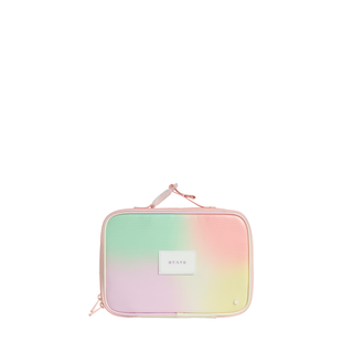 State Bags Rodgers Lunch Box - Tie Dye Patchwork Multicolored rectangular pouch with a gradient effect on a white background