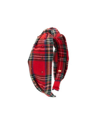 Bari Lynn Crystalized Plaid Knot Headband - Red
Red and black plaid headband on a white background