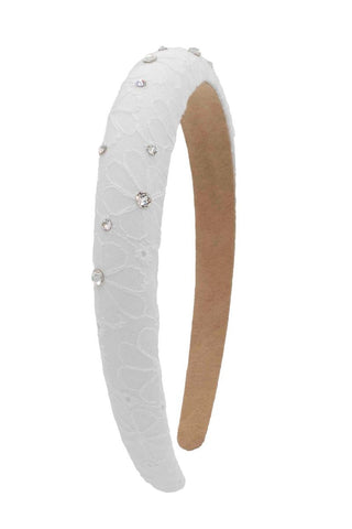 Bari Lynn, Bari Lynn Crystallized Eyelet Padded Headband - White, Headband - Basically Bows & Bowties