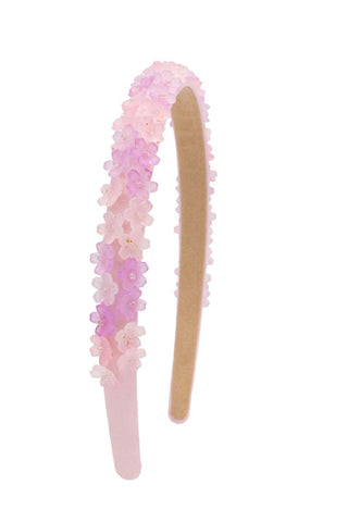 Bari Lynn Full Flower Charm Thin Headband - Pink