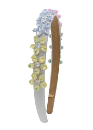 Bari Lynn Full Jewel Flower Thin Headband - Multi
Decorative headband with colorful stones on a white background