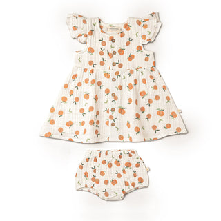Makemake Organics Button Flutter Dress - Mandarin