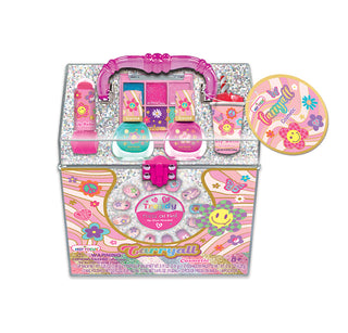 Hot Focus Cosmetic Carryall - Groovy Flower
Children's toy makeup set with a pink and white box on a white background