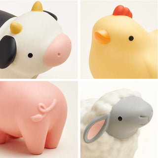 Itzy Ritzy Itzy Play Barn™
Four animal figurines including a cow, chicken, pig, and sheep on a white background.