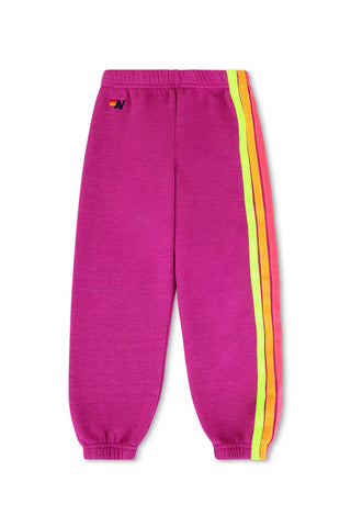 Aviator Nation 5 Stripe Kids Sweatpants - Magenta/Yellow Blue