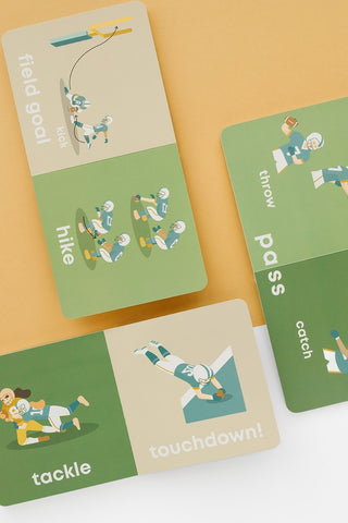 Left Hand Book House football-themed baby board book for infants, featuring colorful football illustrations and durable pages.