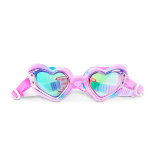 Radberry Twist Bling2o Swirl Me Up Heart Flexible Frame Swim Goggles
Heart-shaped swimming goggles with pink frame and multicolored lenses on a white background