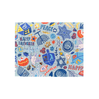 Jollity & Co Festival of Lights Mini Puzzle 
Colorful Hanukkah-themed paper with symbols and text on a light blue background