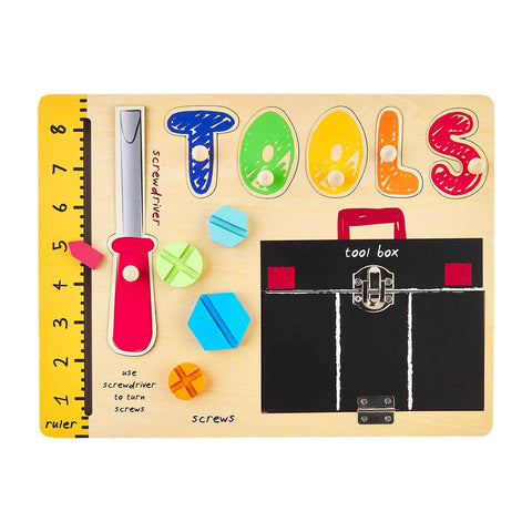 Mud Pie Tools Busy Board Wood Puzzle, Mud Pie, Busy Board, cf-type-toys, cf-vendor-mud-pie, Mud Pie, Mud Pie Puzzle, Mud Pie Toys, Puzzle, Puzzles, Tool, Tools, Toy, Toys, Wood Puzzle, Wooden
