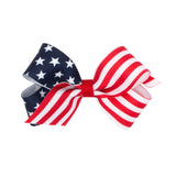 Wee Ones Patriotic Stars & Stripes Hair Bow on Clippie - Navy Mini
