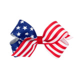 Wee Ones Patriotic Stars & Stripes Hair Bow on Clippie - Royal Mini