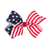 Wee Ones Patriotic Stars & Stripes Hair Bow on Clippie - Navy Medium