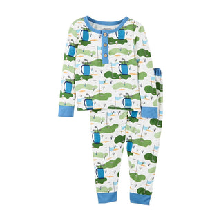 Mud Pie Blue Golf 2pc Pajama Set, Mud Pie, cf-size-2t, cf-size-3t, cf-size-4t, cf-size-5t, cf-type-pajamas, cf-vendor-mud-pie, Golf, Golf Pajama Set, Golf Print, Mud Pie, Mud Pie Footie, Mud 