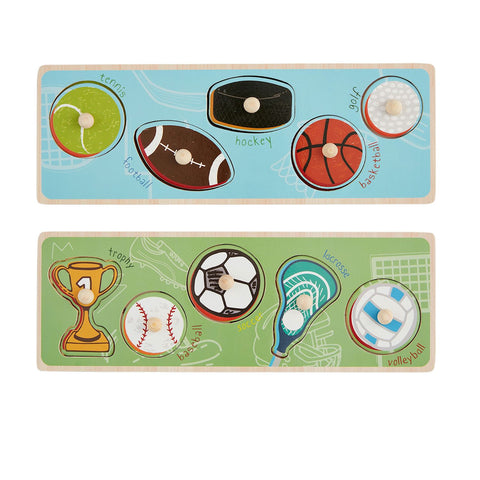 Mud Pie Sports Touch & Feel Knob Wooden Puzzle