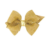 Wee Ones Extra Small Glimmer Sparkle Hair Bow on Clippie - Gold